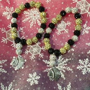 2 ea Indian Chief Charm Bling Sparkle Bracelets!